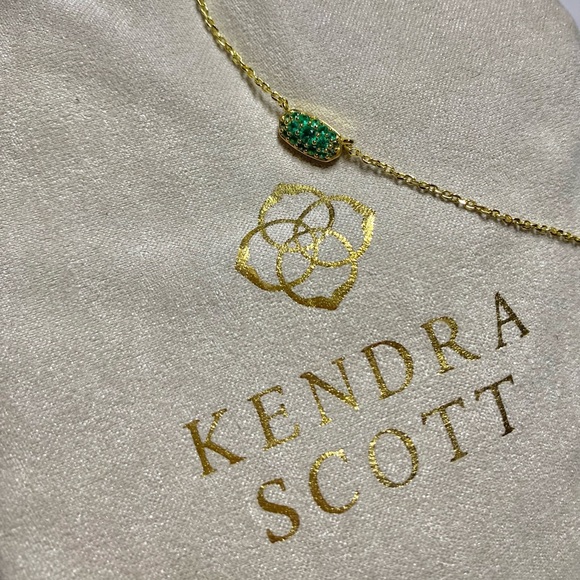 Kendra Scott Necklace Emerald Green Gold Crystal - Picture 8 of 8